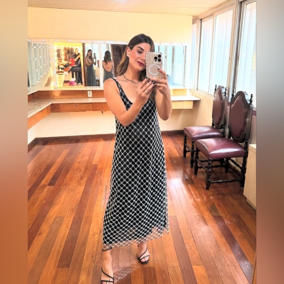 NWT Zara Chic Beaded Jewel Midi Dress - Picture 8 of 17